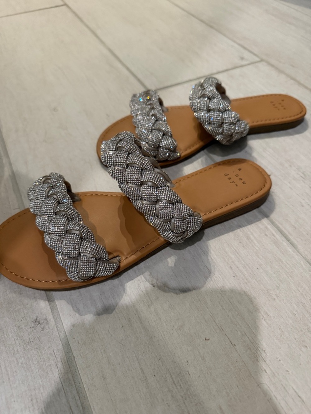 a new day Silver Braided Double-Strap Slide Sandals - Picture 6 of 7